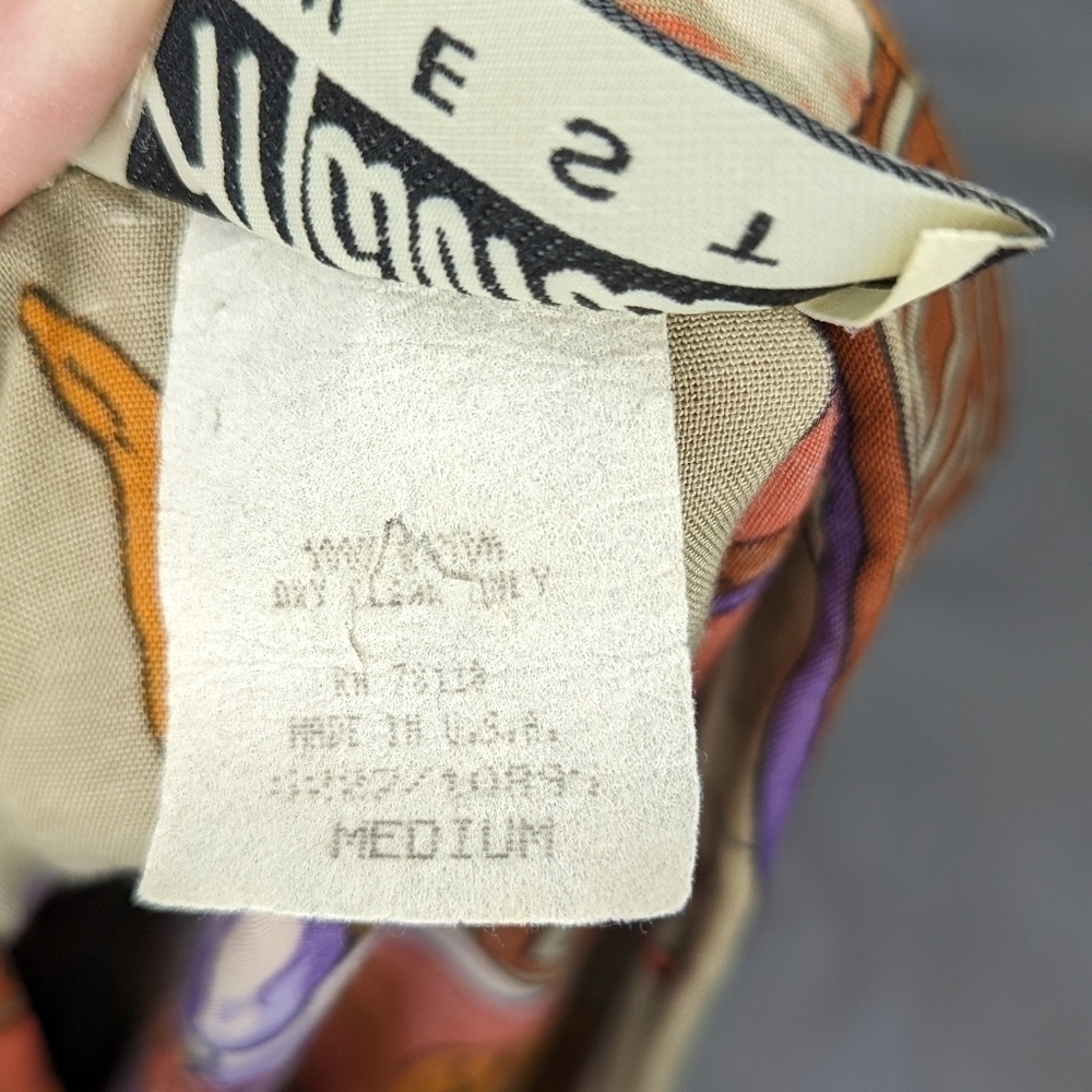 Vintage Marnie West Floral Abstract Blazer Rayon Statement M - Picture 8 of 10